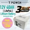 Power Lanplus 12V 40AH LiFePO4 Rechargeable Lithium Battery For Golf Buggy Cart Mobility Scooter