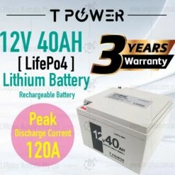 Power Lanplus 12V 40AH LiFePO4 Rechargeable Lithium Battery For Golf Buggy Cart Mobility Scooter