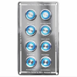 Bell Marine Viper Elite Series Slimline Marine 8 Gang On/Off Switch - Blue LED (Side By Side) Boat Parts
